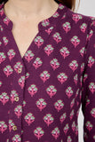 MUDFLOWER Plum Leaf Print Cotton Blouse