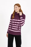 MUDFLOWER Purple Stripe Cowl Neck Jumper