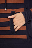 MUDFLOWER Navy/Rust Stripe Cowl Neck Jumper