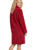 INDIGO SKY Red Cable Fleece Zipper Robe