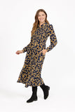 MUDFLOWER Navy Leaf Print Midi Dress 317