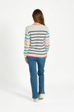 MUDFLOWER White Stripe Speckled Jumper