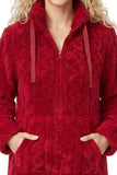 INDIGO SKY Red Cable Fleece Zipper Robe