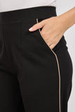 MUDFLOWER Black Piped Seam Wide Leg Trousers