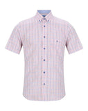 DRIFTER Red Check Cotton Short Sleeve Shirt