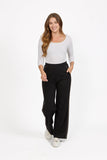 MUDFLOWER Black Piped Seam Wide Leg Trousers