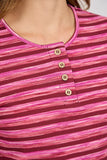 MUDFLOWER Pink Stripe Ribbed Top