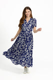 MUDFLOWER Navy Leaf Print Dress 239