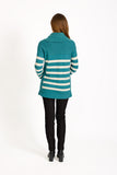 MUDFLOWER Teal Striped Cowl Neck Jumper
