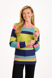 MUDFLOWER Lime Multi Stripe Jumper