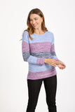 MUDFLOWER Navy Marl Colour Block Jumper