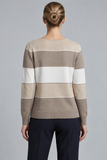CLAUDIA C Beige Striped Heart Pattern Jumper