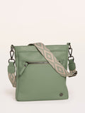 Brakeburn soft green crossbody bag with a patterned strap on a white background available from Mooreheads Bsssbrook