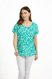 MUDFLOWER Green Leaf Print Top 231
