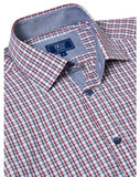 DRIFTER Red/Navy Check Short Sleeve Shirt