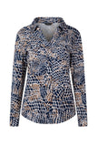 EMRECO Navy Reptile Print Blouse