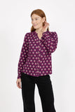 MUDFLOWER Plum Leaf Print Cotton Blouse