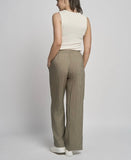 PINNS Khaki Striped Wide Leg Palazzo Trousers