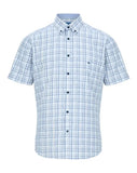 DRIFTER Sky Blue Checked Short Sleeve Shirt