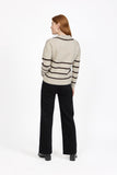 MUDFLOWER Beige Crochet Trim Collared Jumper