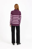 MUDFLOWER Purple Stripe Cowl Neck Jumper