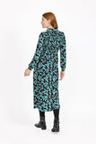 MUDFLOWER Black Leaf Print Midi Dress 317