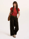 BRAKEBURN Hurst Red Stripe Scalloped Neck Tee