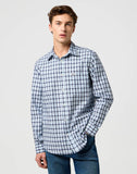 WRANGLER Blue Check Long Sleeve Shirt