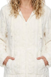 INDIGO SKY Ivory Cable Fleece Zipper Robe