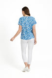 MUDFLOWER Blue Leaf Print Top 231