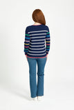 MUDFLOWER Navy Stripe Speckled Jumper