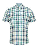 DRIFTER Green/Navy Check Cotton Short Sleeve Shirt