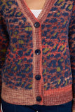 MUDFLOWER Red Fluffy Leopard Print Cardigan