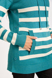 MUDFLOWER Teal Striped Cowl Neck Jumper