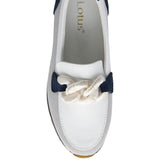 LOTUS Lorrian White & Navy Loafers