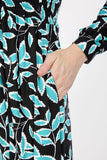 MUDFLOWER Black Leaf Print Midi Dress 317