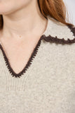 MUDFLOWER Beige Crochet Trim Collared Jumper
