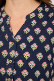 MUDFLOWER Navy Leaf Print Cotton Blouse