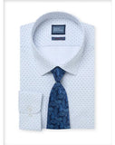 DANIEL GRAHAME Blue/White Patterned Shirt & Tie Set 15065T