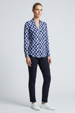 CLAUDIA C Navy Diamond Print Top