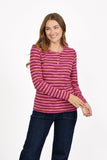 MUDFLOWER Pink Stripe Ribbed Top