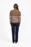 MUDFLOWER Brown Crochet Trim Collared Jumper