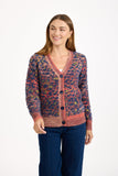 MUDFLOWER Red Fluffy Leopard Print Cardigan