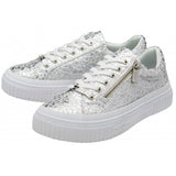 LOTUS Alexa Silver Print Laced Trainers