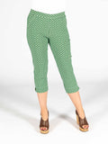 CLAUDIA C Green Multi Print Cropped Trouser