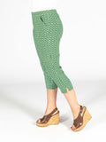 CLAUDIA C Green Multi Print Cropped Trouser