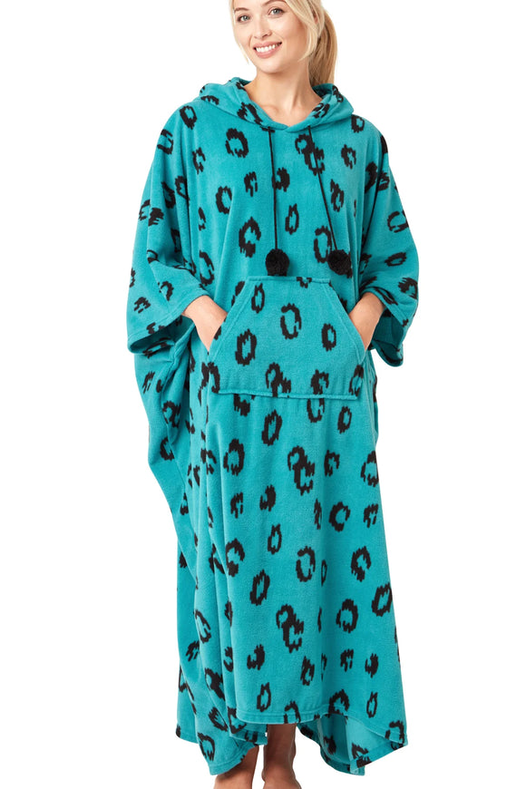 Teal Oversized Hooded Poncho