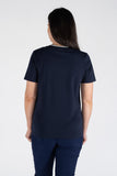 CLAUDIA C Navy Heart Print T-Shirt