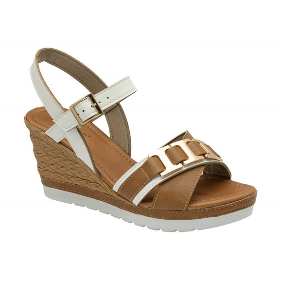 LOTUS Bardolino White Open Toe Wedge Sandal