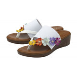 LOTUS Carlotta White Wedge Toe Post Sandal